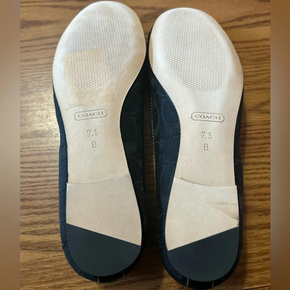 Coach Black & Gold Monogram Logo Laren Ballet Leopard Flats Size 7.5 With Box - Picture 4 of 8